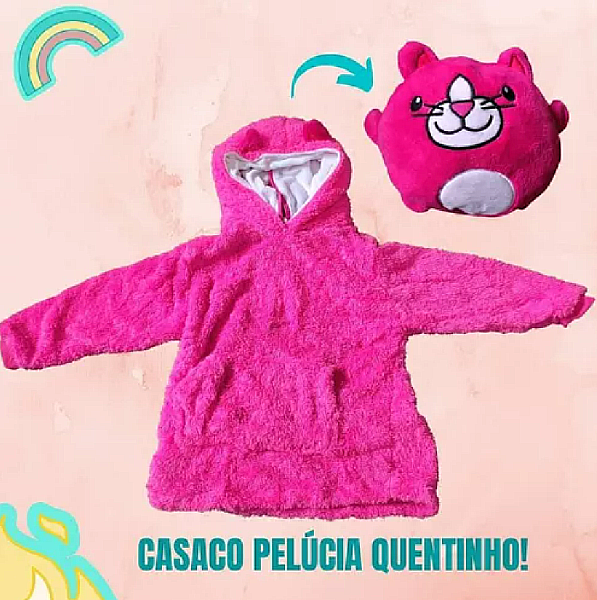 Casaco Bola Rosa Infantil Gatinho